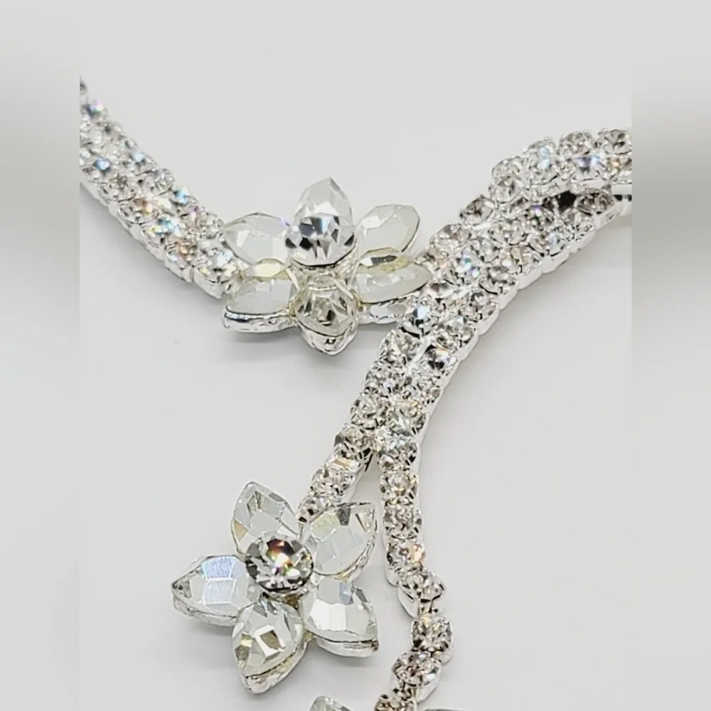 Crystal Sterling Silver Necklace Earrings set